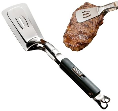 Pinzas de parrilla para cocinar: pinza de pala de alimentos, espátula de abrazadera para freír, cocina, catering, restaurante, picnic, camping, parrilla al aire libre, herramienta de barbacoa