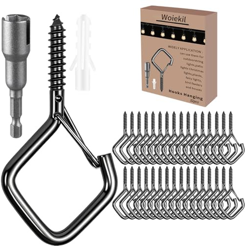 2.16In Ceiling Hooks for Hanging Plants, Safety Buckle Eye Screws, 32 Pcs