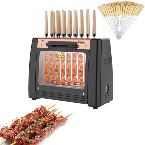 Grill Kebab Elettrico Verticale Senza Fumo, Griglia con Girarrosto e Spiedi Rotanti Automatici per Casa