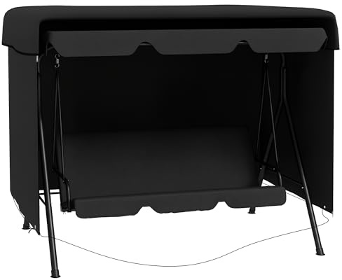 Outsunny Funda Balancín Jardín, Funda Columpio Jardín Exterior, Cubierta de Columpio con Cremallera, Impermeable, 215x155x150 cm, Negro