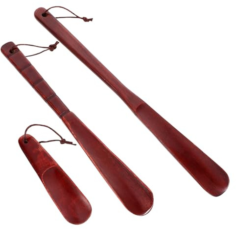 KALLORY Calzador para Botas de Madera y Metal, Ligero y Portátil, Adecuado para Personas Mayores y Viaje, Set de 3 Piezas para Facilitar el Calzado sin Esfuerzo