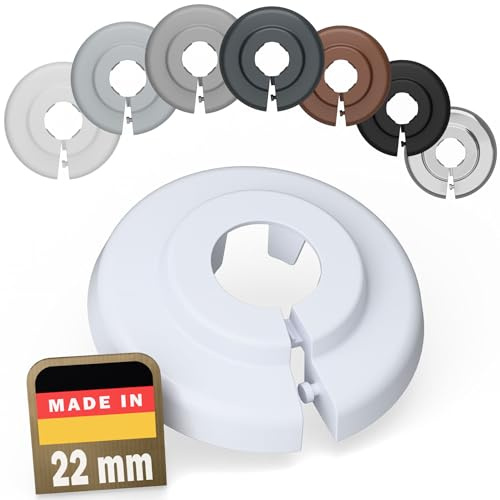 FUX Copri Tubi Termosifoni - 20 Rosette per Termosifone 22mm, Bianco (RAL 9016) - Copertura per Tubi Riscaldamento, Rosette Termosifoni, Accessori Termosifoni