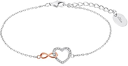 s.Oliver Armband 925 Sterling Silber Damen Armschmuck, mit Zirkonia synth., 17+3 cm, Bicolor, Infinity, Kommt in Schmuck Geschenk Box, 2032565