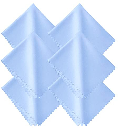 laeeyin Lot de 6 chiffons de nettoyage en microfibre pour lunettes, écrans, tablettes, verres - 15 x 18 cm - Bleu