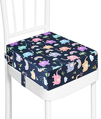 Sitzerhöhung Stuhl, Waschbar Zerlegbar Tragbare Sitzerhöhung Kleinkinder Esszimmerstuhl ErhöHen Pad Esszimmer Boostersitze mit 2 Sicherheitsschnalle Gurte Kindersitzkissen… (Mehrfarbig)