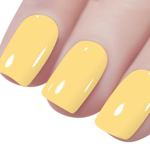 Vishine 16ML Pastel Gel Nail Polish Macaroon Yellow Gel Polish Soft Bright Colors Long-Lasting Soak Off Nail Art Manicure Salon at Home, 0.54OZ L186