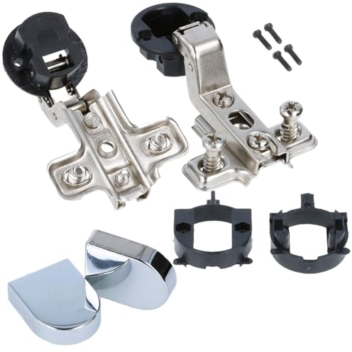 MS Beschläge Bisagra de puerta de vidrio 1 par de bisagras de puerta de vidrio Ø 26mm cromo brillante, cubierta de bisagra de vitrina, bisagra de armario, bisagra de mueble (ovalada, cierre interno)