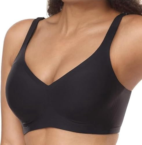flintronic Reggiseno Sportivo da Donna, Reggiseno Yoga con Imbottito Supporto, Reggiseni Corti Comfort Senza Cuciture per Esercizi di Fitness Yoga da Indossare Tutti I Giorni, Nero, L