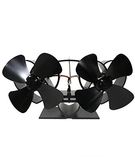 HPTHLY Estufa de Calor con Ventilador Mejorada de 8 aspas, Ventilador para hogar silencioso de Doble Cabezal, para Estufas de Gas/Pellet/Madera/leños