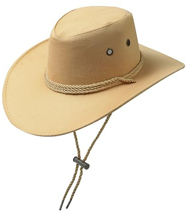 Komonee Cowboy Hat Western Sun Cap Faux Felt Leather Suede Fancy Dress Party Costume Outfit Travel Outdoor Sun Protection Mens Womens