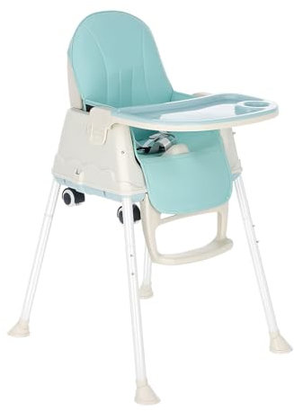 M.J COMFY-LIFE 3-in-1 Convertible Baby High Chair – Adjustable Toddler Feeding Chair with Removable Tray, 5-Point Harness, and Wooden Legs – Suitable from 6 Months to 5 Years (Blue)