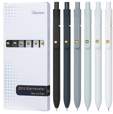 Ddaowanx Gel Pens, 0.7mm Quick Dry Black Ink,Fine Point Smooth Writing Pens,Office School Supplies,Gifts for Women Man(6Pcs Black White Gray, Black)