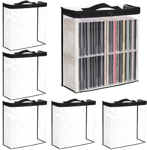 YEXEXINM Paquete de 6 bolsas de almacenamiento de CD, bolsa de transporte portátil para discos de vinilo, bolsa de almacenamiento de discos de vinilo de 13 x 14.6 x 5.1 pulgadas, fundas de