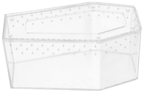 Abaodam Transparent Acrylic Reptile Breeding Box Coffin Shape Escapeproof Spider Frog Terrarium Tarantula Enclosure for Small Reptiles Amphibians Insects Desktop Habitat Jumping Spiders Frogs