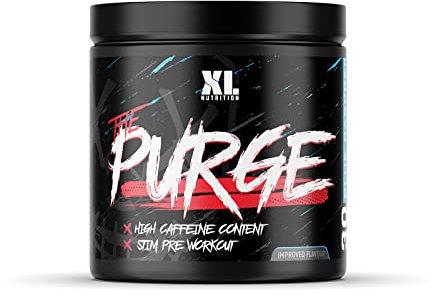 XL Nutrition The Purge | Pre Workout 225g | High Caffeine Content | Helps with Energy, Focus and Blood Flow | No Crash | Potent Formula | Quick Absorbing (Blue Razz Slush)