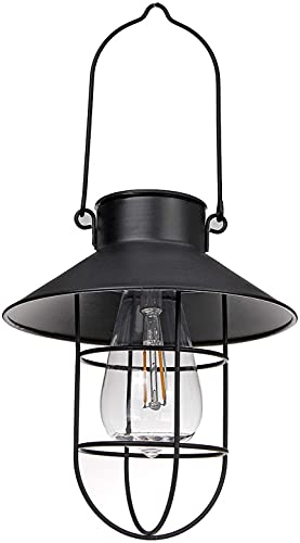 U/D Lanterne solaire LED rétro en fer à suspendre pour jardin, pelouse, cour, jardin (noir)