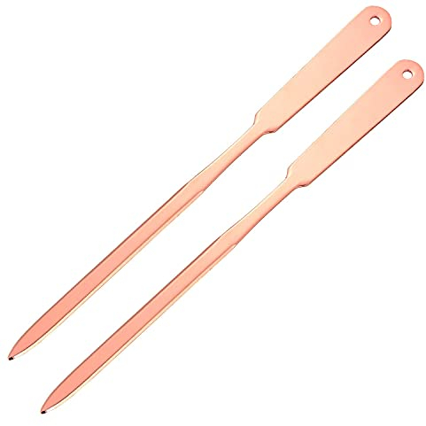 Quesuc Confezione da 2 apribottiglie per buste in acciaio inox a mano per lettere, taglierina per buste leggere (oro rosa)