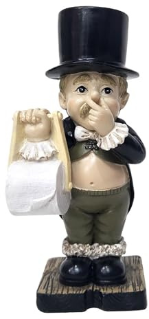 Novelty Toilet Butler No Roll Paper Holder Resin Ornaments, Funny Grandpa Family Living Room Decorations, Standing Character Sculptures Design,4cm×5cm×13cm