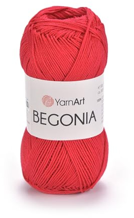 YarnArt Begonia 100% Cotton, Pure Premium Soft Cotton for Knitting Crochet and Amigurumi, shiny colors 1.76 Oz (50g) / 185 Yrds (169m) (6328)