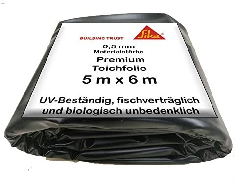 PVC Teichfolie 5 m x 6 m Stärke 0,5mm schwarz Teich Gartenteich Teich Teichbau