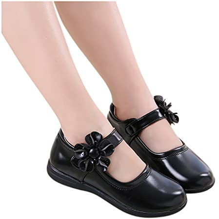 IQYU Princesa Zapatos Niñas 29 - Mary Jane Zapatos Zapatos de cuero plano Niñas Zapatos Niños Con Lazo Princesas Zapatos Elegante Escolar Zapatos Festivos Bailarinas Matt Balerina Zapatos, Negro , 34