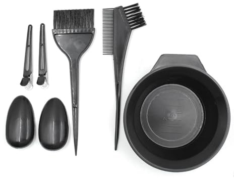 HZXINYI 5 pezzi Strumenti di Colorazione Dei Capelli Include Ciotola Capelli Tintura Pettine Doppio Lato Spazzola Capelli Clip * 2 Orecchio Muffs * 2 Nero per Parrucchiere Fai da Te