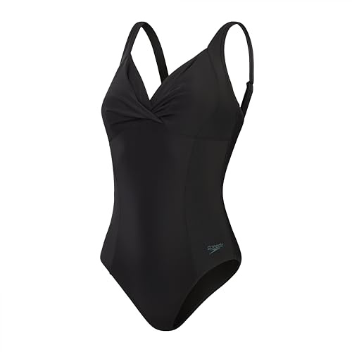 Speedo Women's Shaping Cross Knot One Piece Swimsuit | Shapewear | Beach and Holiday Swimwear Swimwear, Black, 14