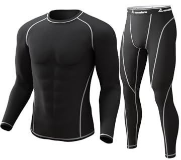 sous-vêtements Thermiques pour Hommes, sous-vêtements Fonctionnels thermoactifs Respirants, sous-vêtements de Ski en Polaire intérieure, Ensemble de sous-vêtements Thermiques Doux