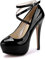 Tianerhay Womens Stiletto High Platform Heels Round Toe Ankle Strap Platform Pump Party Dress Heel (Beige Sole) PU Black Tag Size 44 - UK 9
