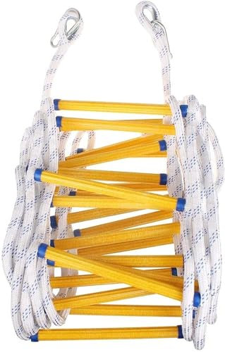 Échelle de corde d'évacuation d'incendie - Échelle d'incendie à 2 ou 3 couches, échelle de corde de sécurité résistante aux flammes avec crochets, échelle d'évacuation d'urgence ignifuge avec crochet