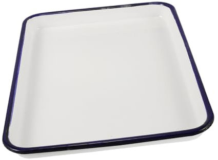 Warmhm Teglia Smaltata Bakeware Di Smalto Torta Cottura Forno Telaio Da Forno Teglia in Smalto Servire Profondo Arrosto Induzione Per Cucina Padella Torrefazione Bianca