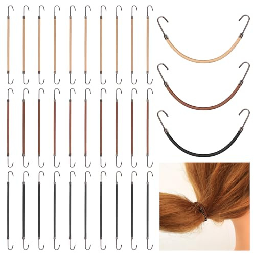 30 Piezas Gomas para el Cabello con Gancho, Scrunchies, Ganchos para Cola de Caballo, Accesorios de Cabello para Mujer, Sujetadores de Cabello Elásticos