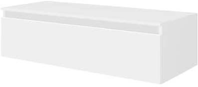 Liberoshopping Mobile bagno sospeso con cassetto soft closing in legno nobilitato– design moderno per lavabo da appoggio NILYA (Bianco Opaco, 120)