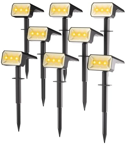 Fabrito 8 Pack Solar Spot Lights Outdoor Waterproof IP67, [108 LEDs, 4 Modes] Dusk to Dawn Spotlights for All Night, 2-in-1 Solar Landscape Lights for Garden, Yard, Tree, Pool, Warm White