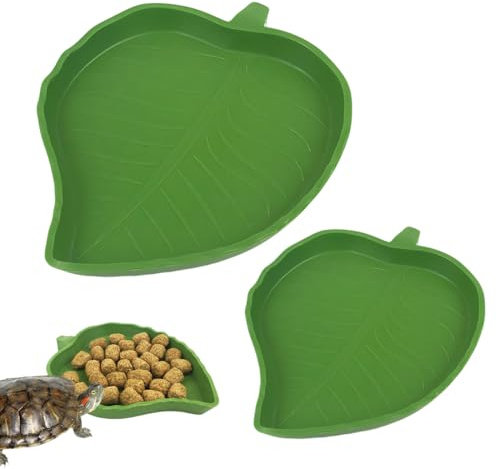 GNALIA Terrario Tortugas Tierra 2 Piezas, Cuencos Agua Y Alimento Para Reptiles Verde, Comedero Tamaño Grande Y Pequeño Para Tortugas Lagartos Serpientes