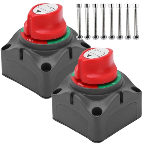 2 stycken batteriomkopplare 12 V 275 A, batteri huvudbrytare på/av bilbatteri batteriseparator 12 V 24 V 48 V DC, vattentät batteribrytare master switch för båt motorcykel lastbil yacht bil