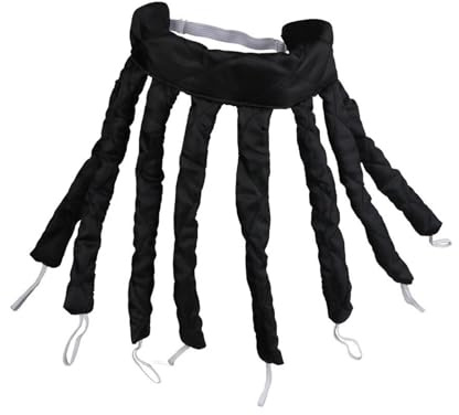 Paresseux sans chaleur poulpe vague douce bâton de friser boucles ruban soie outils coiffure(Black)