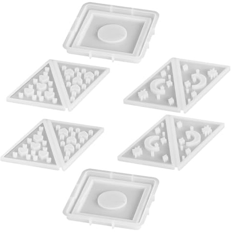 Lurrose 2 Sets Silicone Pyramid Candle Mold for Resin Tealight Holders, Geometric Hollow Wax Moulds with Moon and Heart Shapes, DIY Aromatherapy Candle Stand Kits for Home Decor