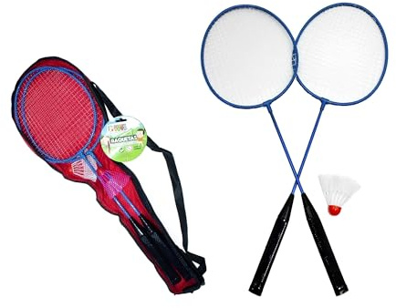 Set da Badminton 2 Racchette 1 Volani in Borsa Custodia da Trasporto Set Racchette Volano Badminton per Adulti e Bambini Racchette Campo Mare Spiaggia Piscina con Palline Tennis Padel (A)