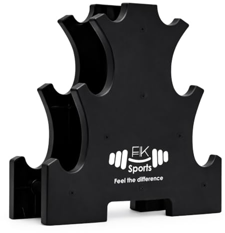 FK Sports 3-Tier Dumbbell Storage Rack, Heavy Duty Weight Stand for Home Gym, Compact Tree Rack for Dumbbells, Space Saving Strength Training Equipment