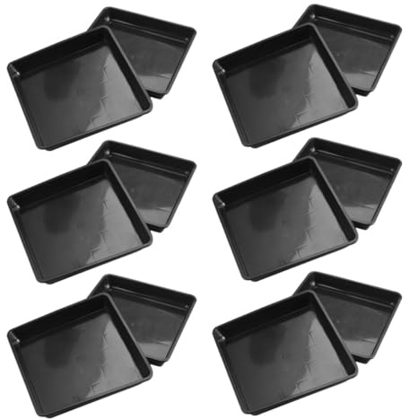 LIFKOME 15piezas Bandejas para Macetas Cuadradas Negras con Borde Platos de Plástico Resistentes para Drenaje de Plantas y Bandejas para Bonsáis