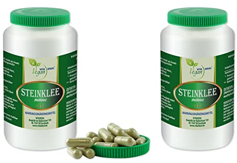 VITA IDEAL Vegan® Steinklee - Kraut 2x 360 Kapseln - Melilotus officinalis - Tagesportion 450mg Steinkleekraut reines Pulver. Natürlich, pflanzlich und ohne Zusatzstoffe, original von VITAIDEAL.