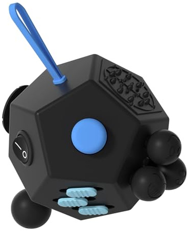 Fidget Dodecagon –12-Side Fidget Toys Cube Relieves Stress and Anxiety Anti Depression Travel Toy Easter Basket Stuffers Gifts for Children and Adults（A5 Black）