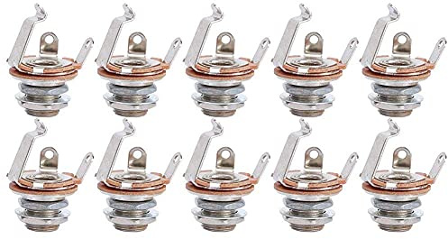Guitar Mono Input Jack, 10 Pcs 6.35mm Mono Input Jack Electric Guitar Replacement Mono Input or Output Jack Socket Performance Accessory Musical Instrument Accessories