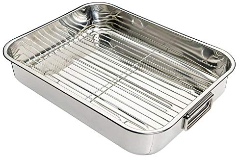 VR7 Baking Tray with Rack Roaster, Stainless Steel Baking Sheet Pan with Cooling Rack, Healthy & Non Toxic, Mirror Polish & Easy Clean - Dishwasher Safe