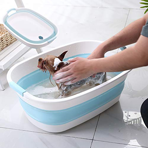 PJDDP Hundepool Doggy Pool Schwimmbad Faltbares Haustier Hund Katze Waschbadewanne Hund Swimmingpool Planschbecken Kinder Schwimmbecken Für Innen/Draussen Mit Drainageloch,Rosa