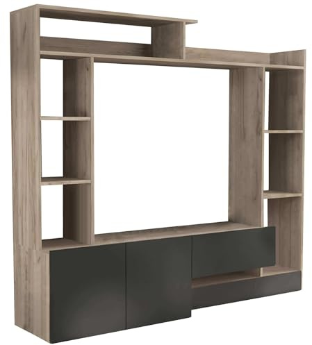 milani home - parete attrezzata porta tv soggiorno moderna di design 180x28/40x165 h