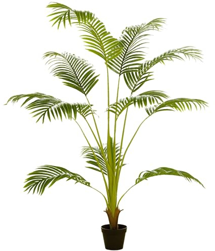 HOMCOM Palmera Areca Artificial 170 cm Árbol Artificial con 11 Hojas Realistas y Maceta de Plástico Decoración para Interior Salón Oficina Balcón Ø15x170 cm Verde