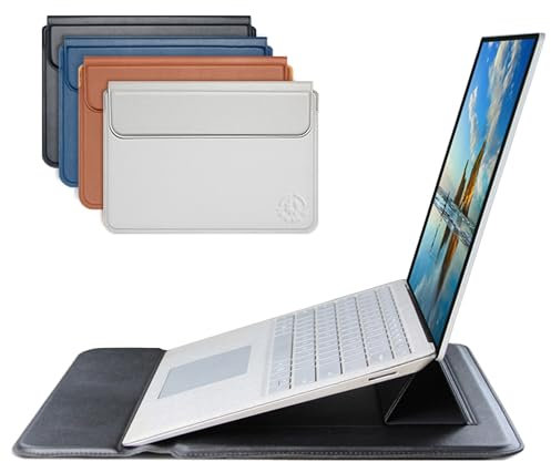 Laptop Sleeve 11-13.3 Inch for chromebook samsung go Macbook air Dell XPS Protective Leather Case Waterproof Shockproof Magnetic Closure Adjustable Stand Slim Fit Business NOT for 14-16” Colour Brown