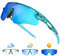 Victgoal Fahrradbrille Herren Selbsttönend Sport Sonnenbrille UV400 Schutz TR90 Rahmen Fahrradbrille Damen für Radfahren Laufen Angeln Sportbrille (Blau)